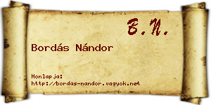 Bordás Nándor névjegykártya